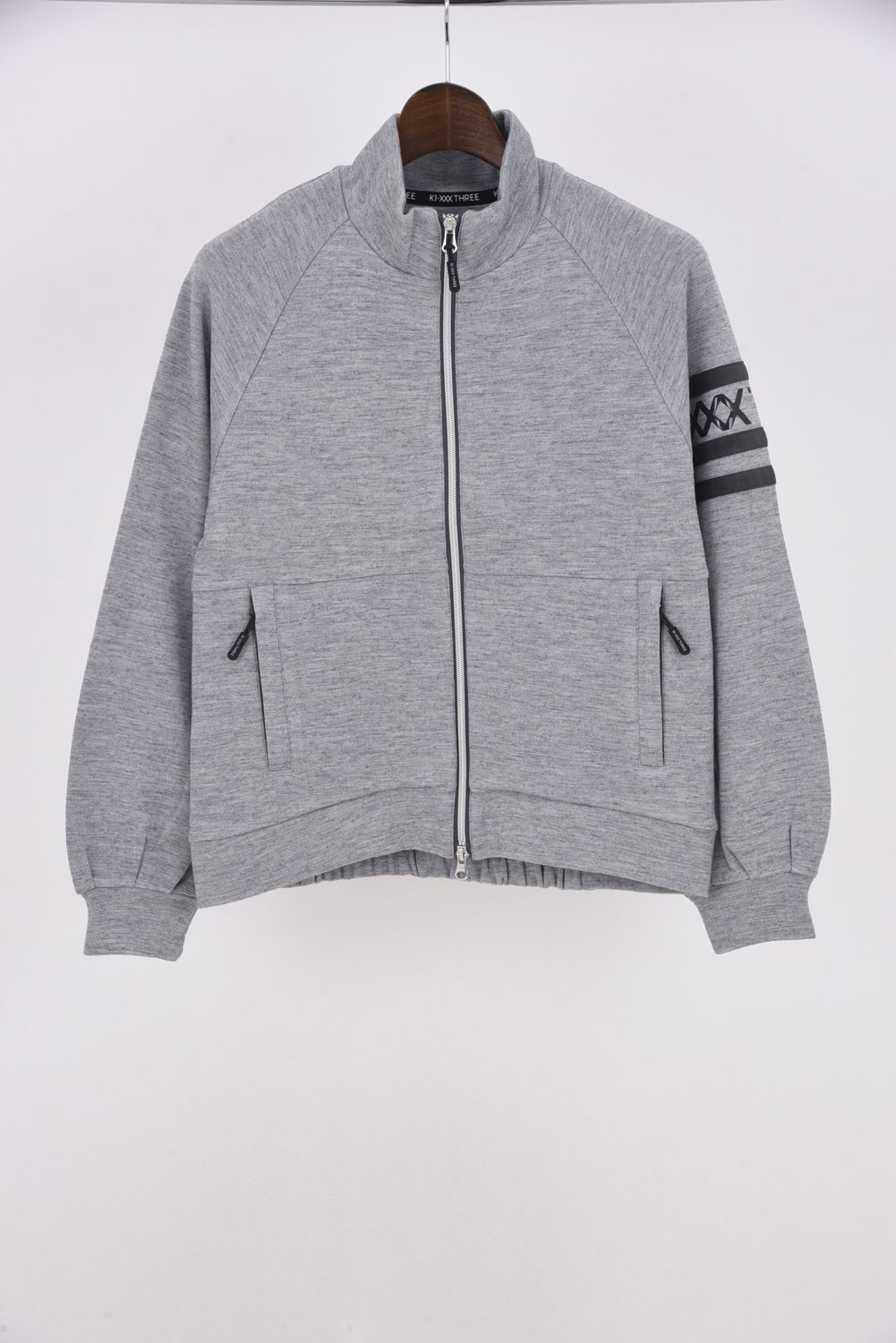 【25AW】【レディース】 KI-XXX THREE SLEEVE LINE FULL ZIP JACKET / 袖 ライン フル ジップ ジャケット (杢グレー)