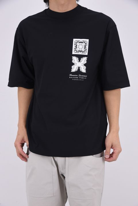 【26SS】 SURF Mockneck S/S(Nalu＆Turf) / NALU＆TURFプリント モックネックTシャツ (ブラック)