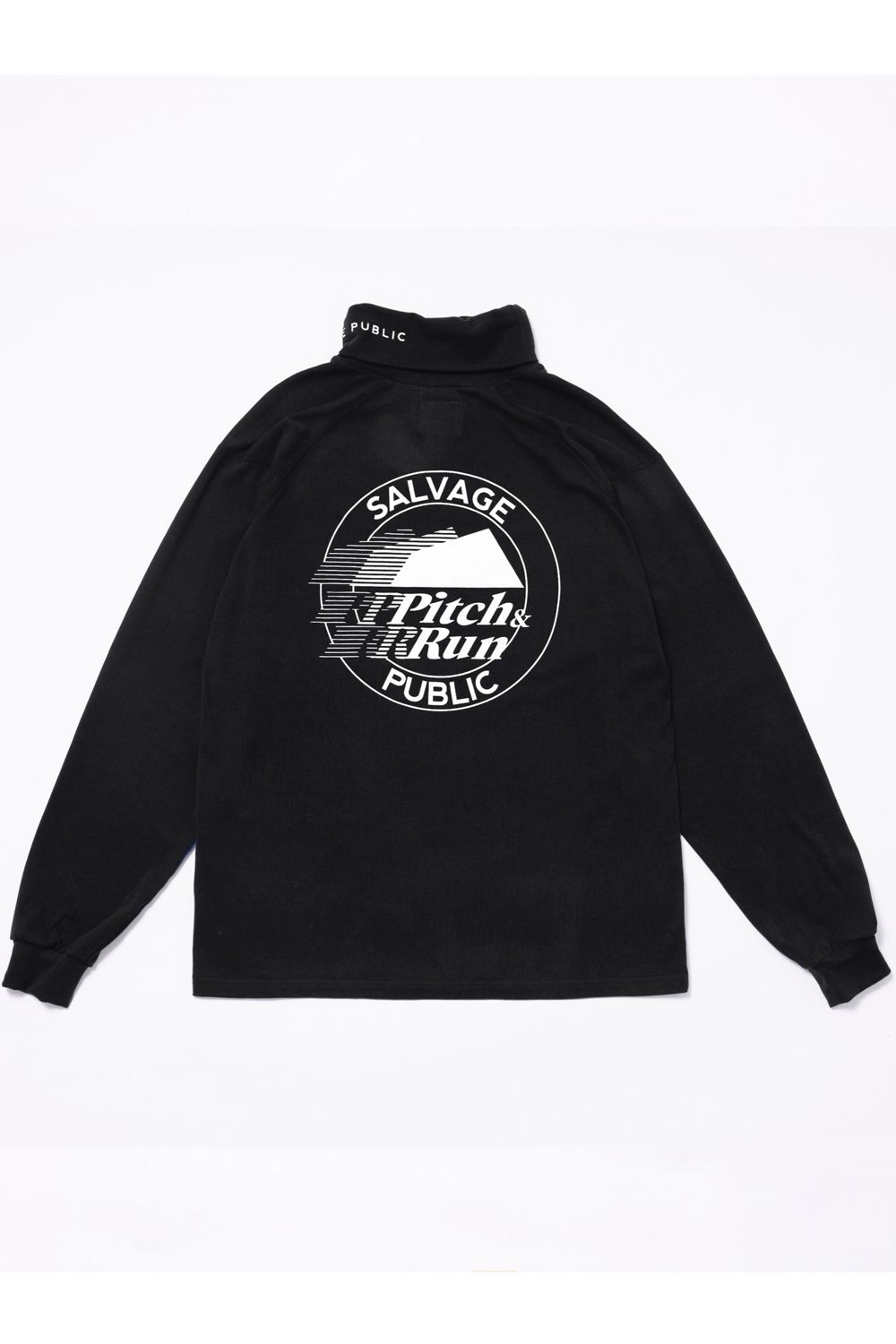【26AW】 Honu Turtleneck L/S (Pitch & Run) / 起毛素材 バックプリント タートルネックシャツ (ブラック) (10月入荷予定）