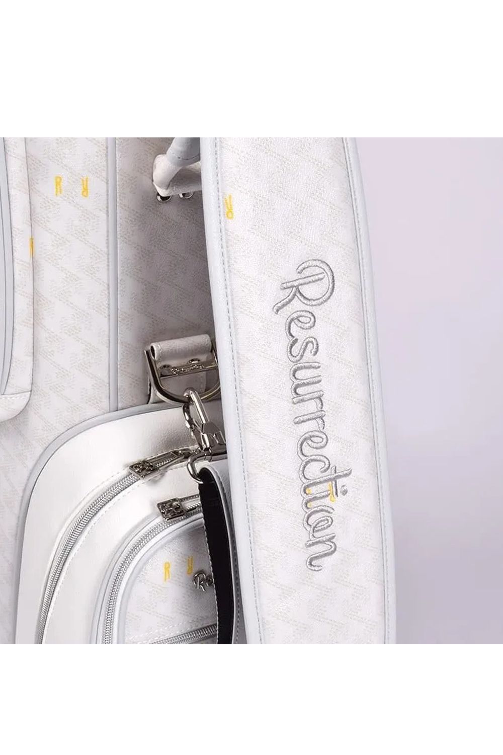 【26SS】【銀行振込・代金引換不可】【返品・交換不可】 RALLINA (ラリーナ) / ブランドオリジナルテキスタイル カートタイプ キャディバッグ （モノホワイト）*