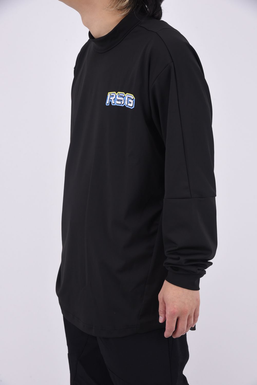 L/S MOCKNECK / BIG LUCHAグラフィックプリント ロングスリーブ モックネック (ブラック)