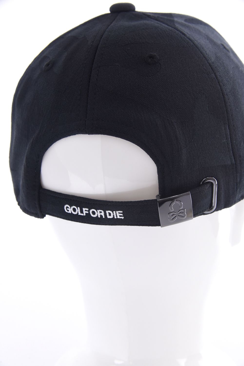 【26SS】 GAUGE CAMO LEATHER TRIM CAP / カモフラージュパターン 異素材切り替え メタルプレート ベースボールキャップ (ブラック)