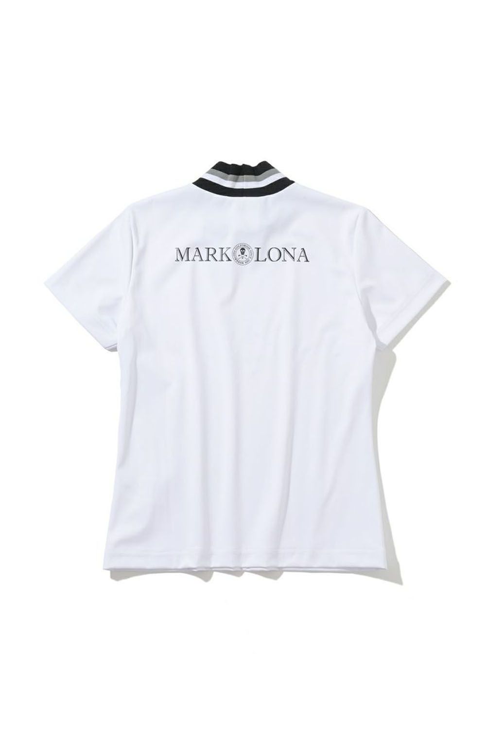 【レディース】 POLLA MOCK TEE / 接触冷感 サークルスカルロゴ モックネックTシャツ (ホワイト)