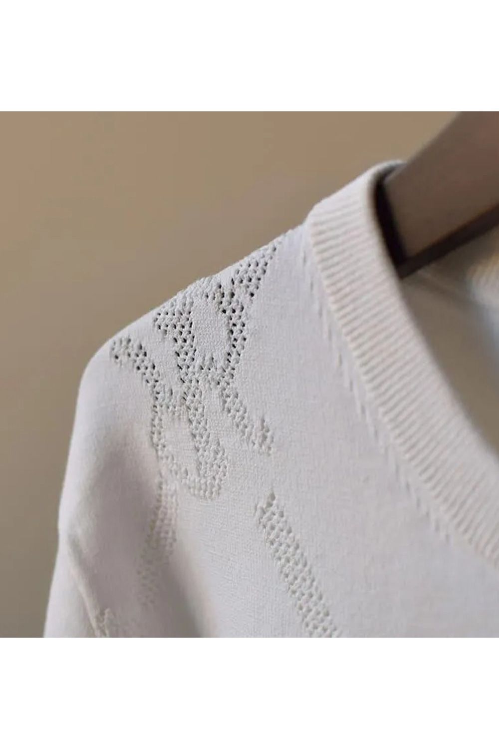 【26SS】 MESH RR LOGO KNIT / メッシュ編み 裾ライン クルーネックニット (ホワイト)*