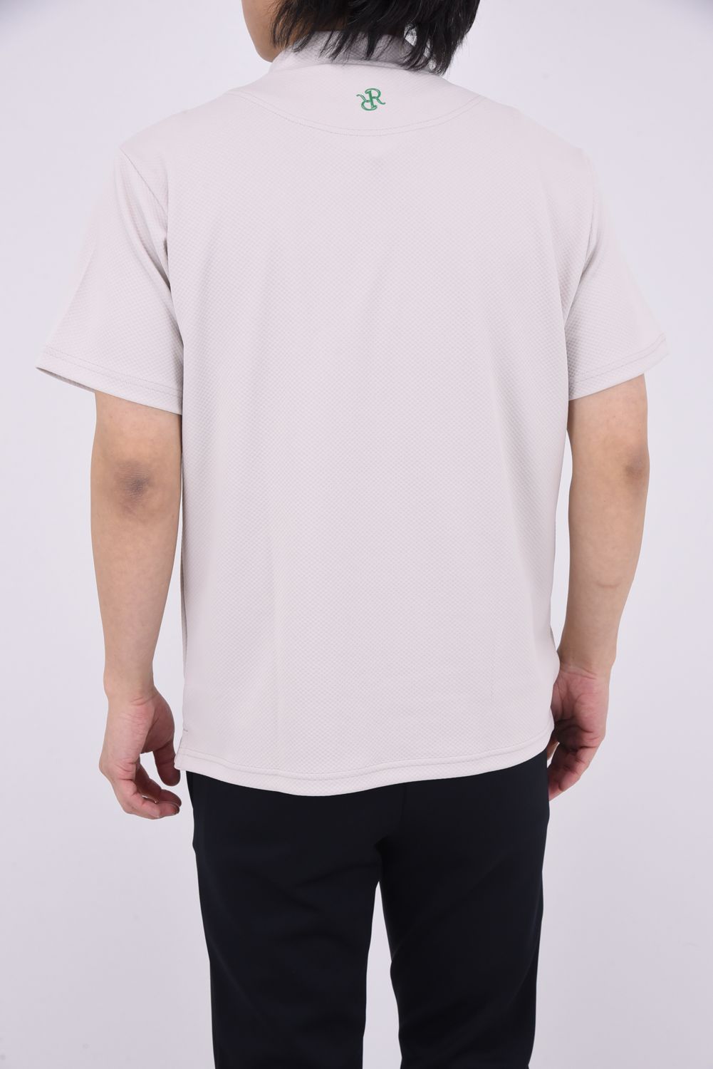 【25SS】 MENS MOCK NECK / シリコンロゴ リラックスフィット モックネックTシャツ (ベージュ)