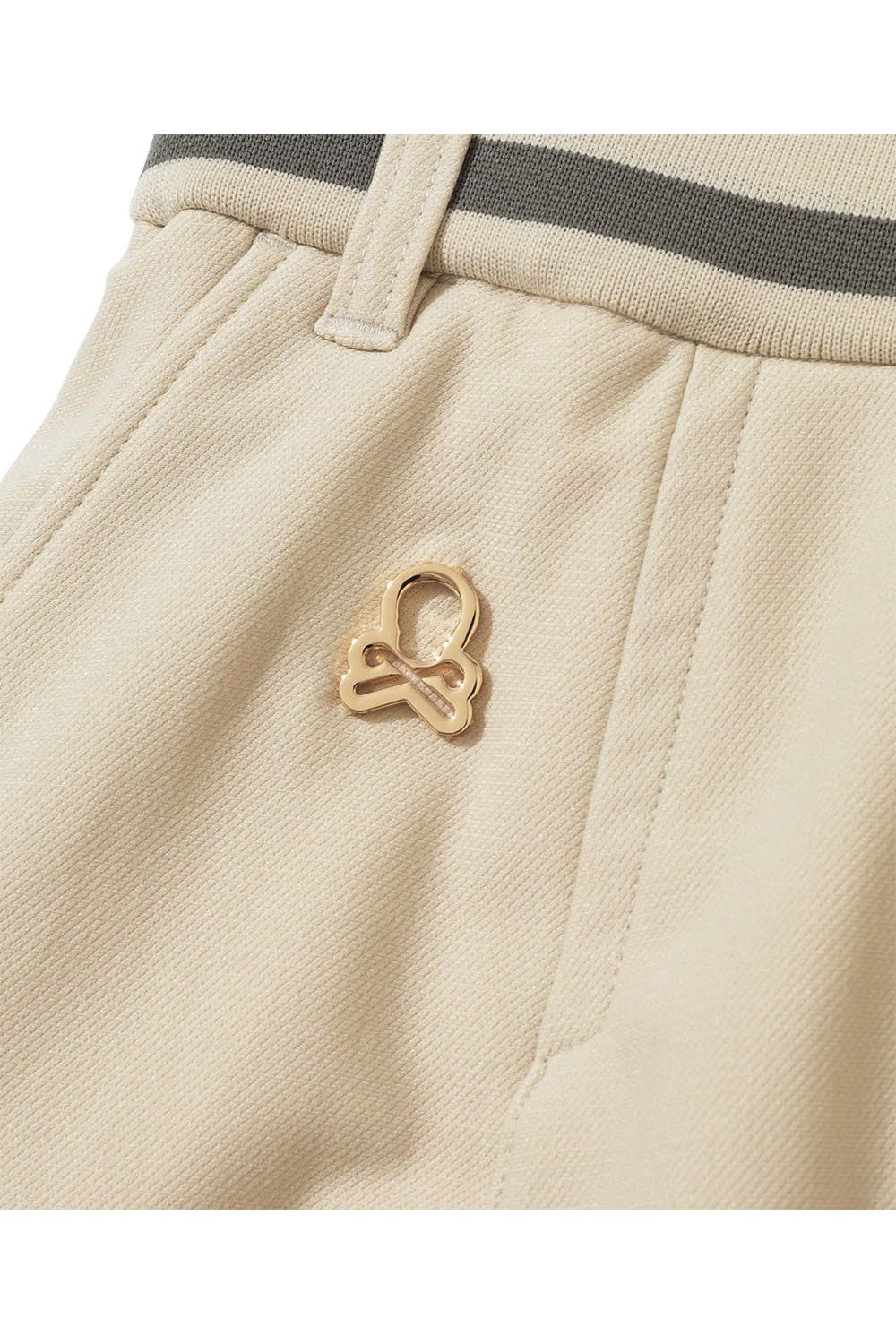 【2025AW】【レディース】 CORNEL LAYERD PLEATED SKIRT / ブランドロゴジャカードリブ レイヤードプリーツスカート (オフホワイト)