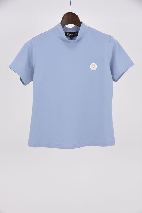 【26SS】【レディース】 DOT MESH MOCK TEE / ドットメッシュ モックネックTシャツ (ブルーグレー)