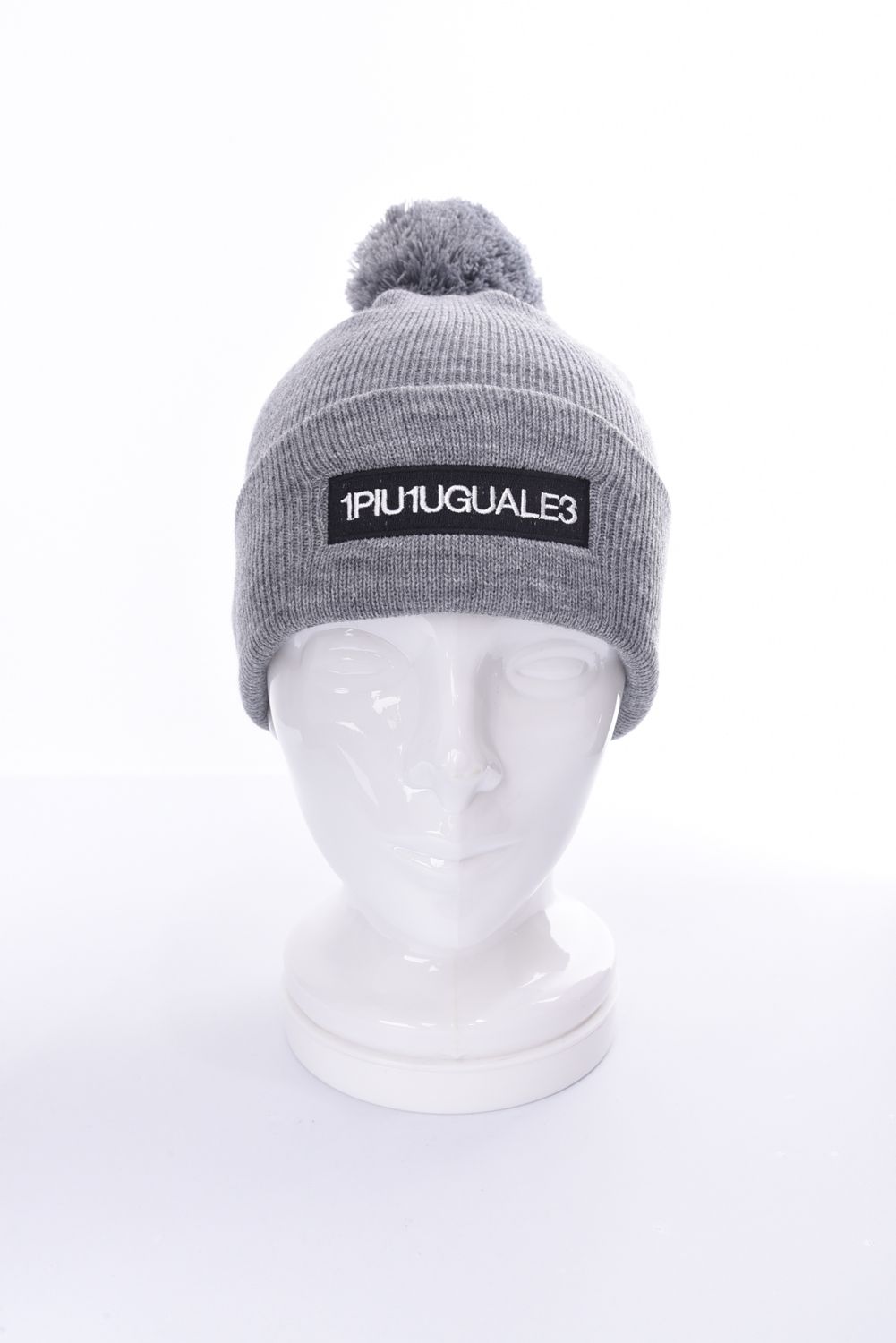 POM POM BEANIE FLEX / 113Gロゴ刺繍 ニットビーニー (グレー)