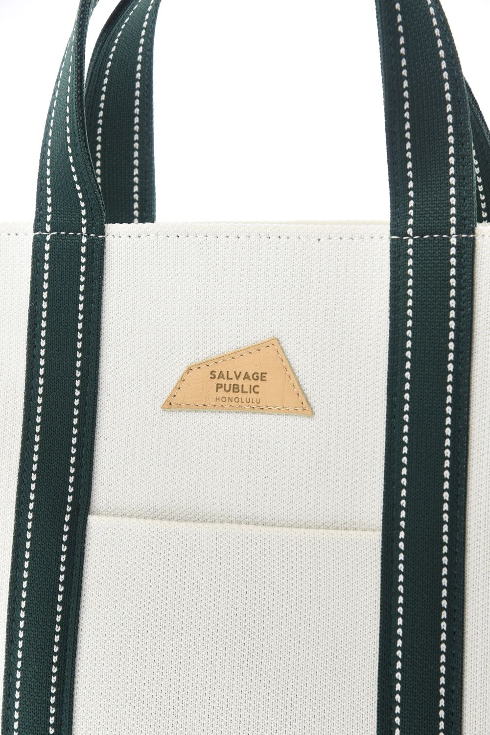 【26SS】 JACQUARD CART BAG / ジャカード織 ブランドレザーパッチ トートバッグ (マカダミア/グリーン)