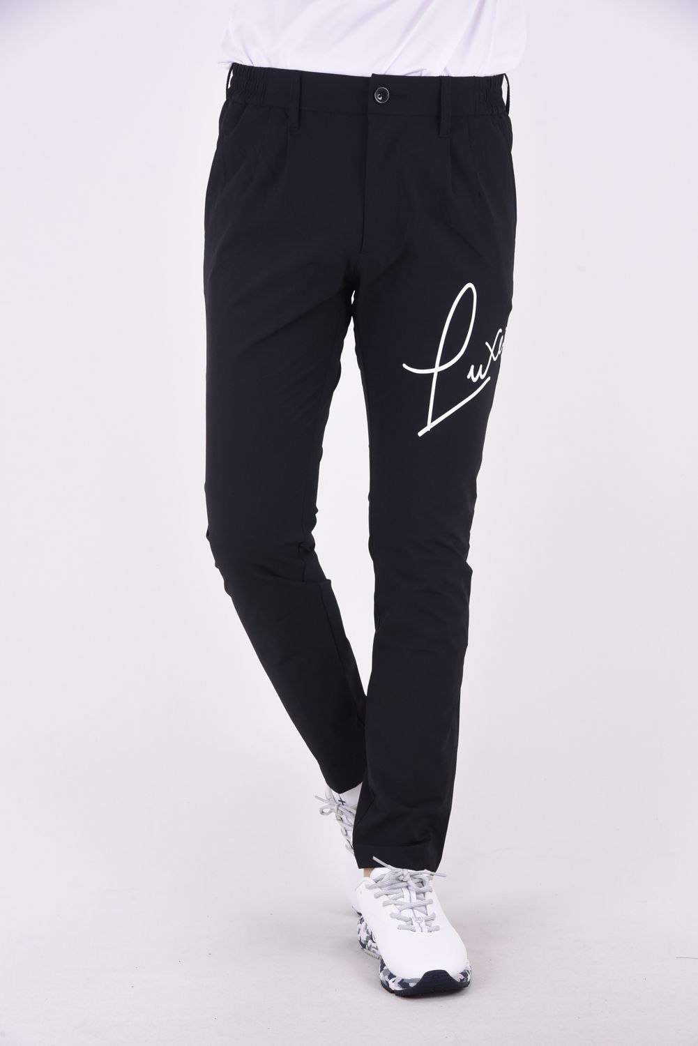 SUPER STRETCH HANDWRITING LOGO PANTS /  カーシヴ ロゴ スーパーストレッチ ロングパンツ ブラック