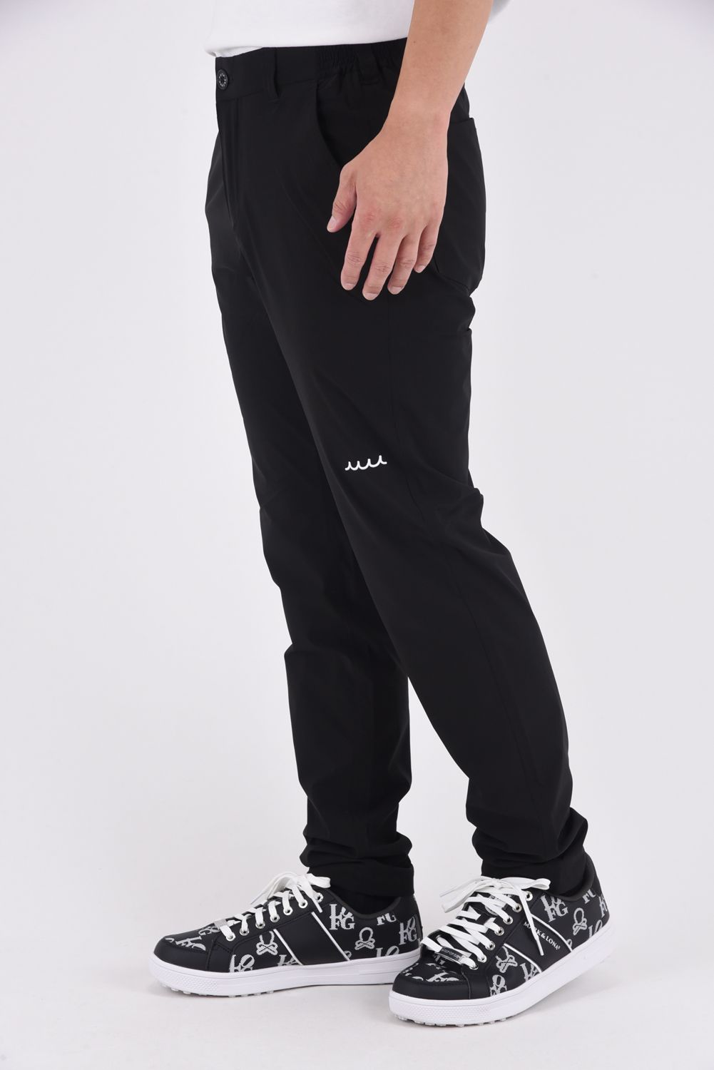【25AW】 LIPSTOP STRETCH LONG PANTS / ブランドロゴ刺繍 ロングパンツ (ブラック)