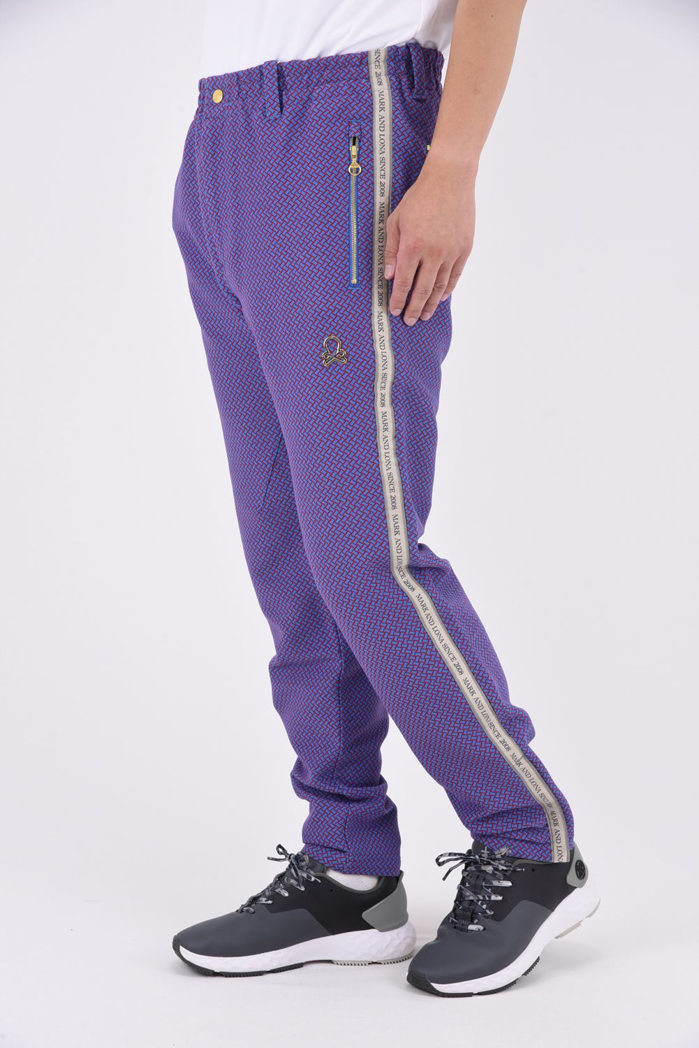 GARDA JERSEY PANTS / イントレチャートパターン ハイストレッチ ジャージーパンツ (ブルー)