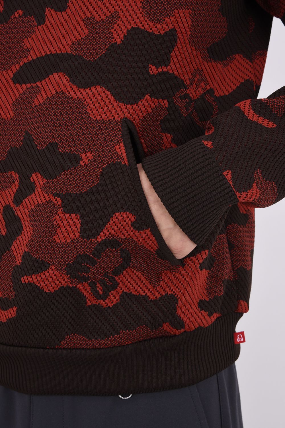 【2026AW 木村拓哉さん着用】 MERCURY CAMO JACQUARD KNIT HOODIE / ジャパンメイド カモフラジャカード ニットパーカー (レッド)
