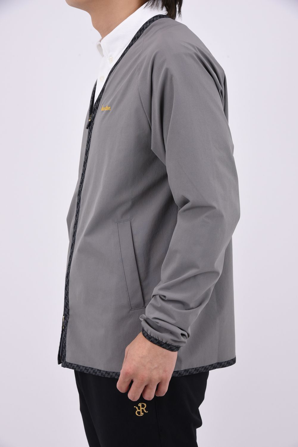 【26AW】 NO COLLAR LIGHT JACKET / 撥水ナイロン ノーカラーライトジャケット (グレー)*