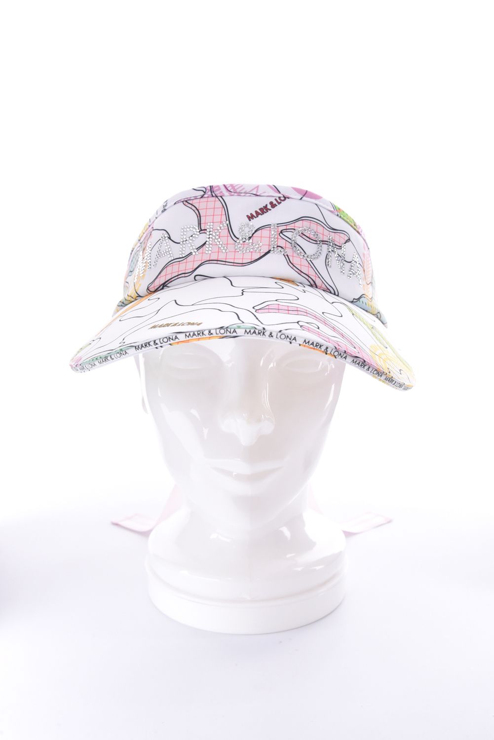 【26SS】【レディース】 AXON CAMO WIDE BRIM VISOR / カモフラージュプリント ラインストーンロゴ つば広リボンサンバイザー (ホワイト)
