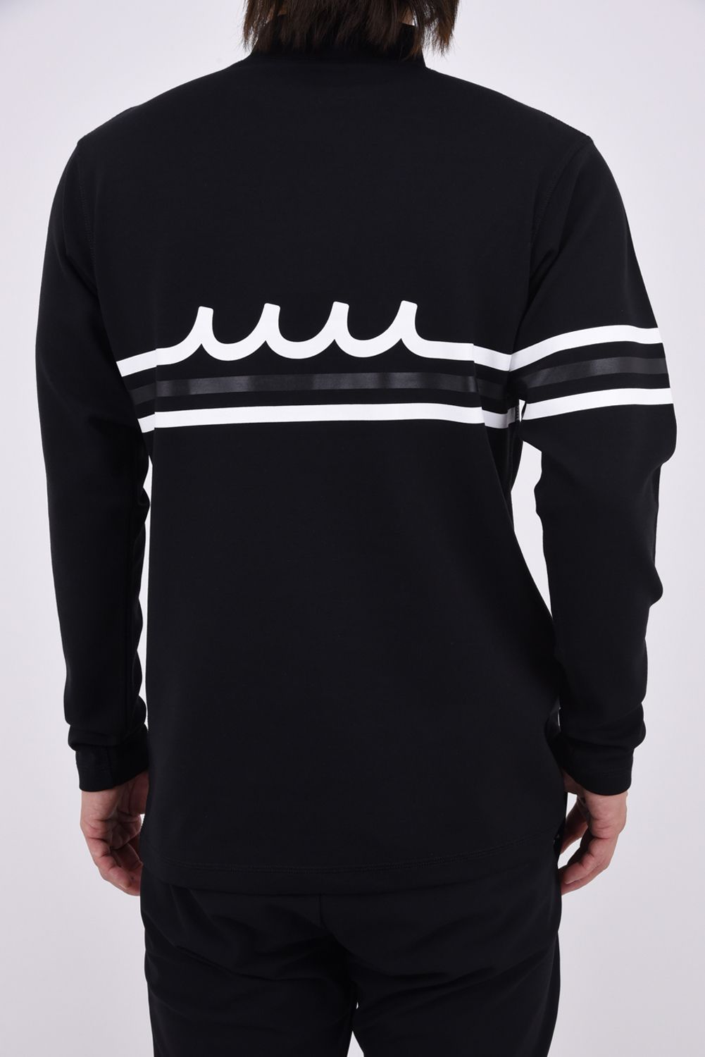 【26AW】 WARM STRETCH PONTE MOCK NECK SHIRT / ポンチ素材 WAVEライン 長袖モックネックTシャツ (ブラック)