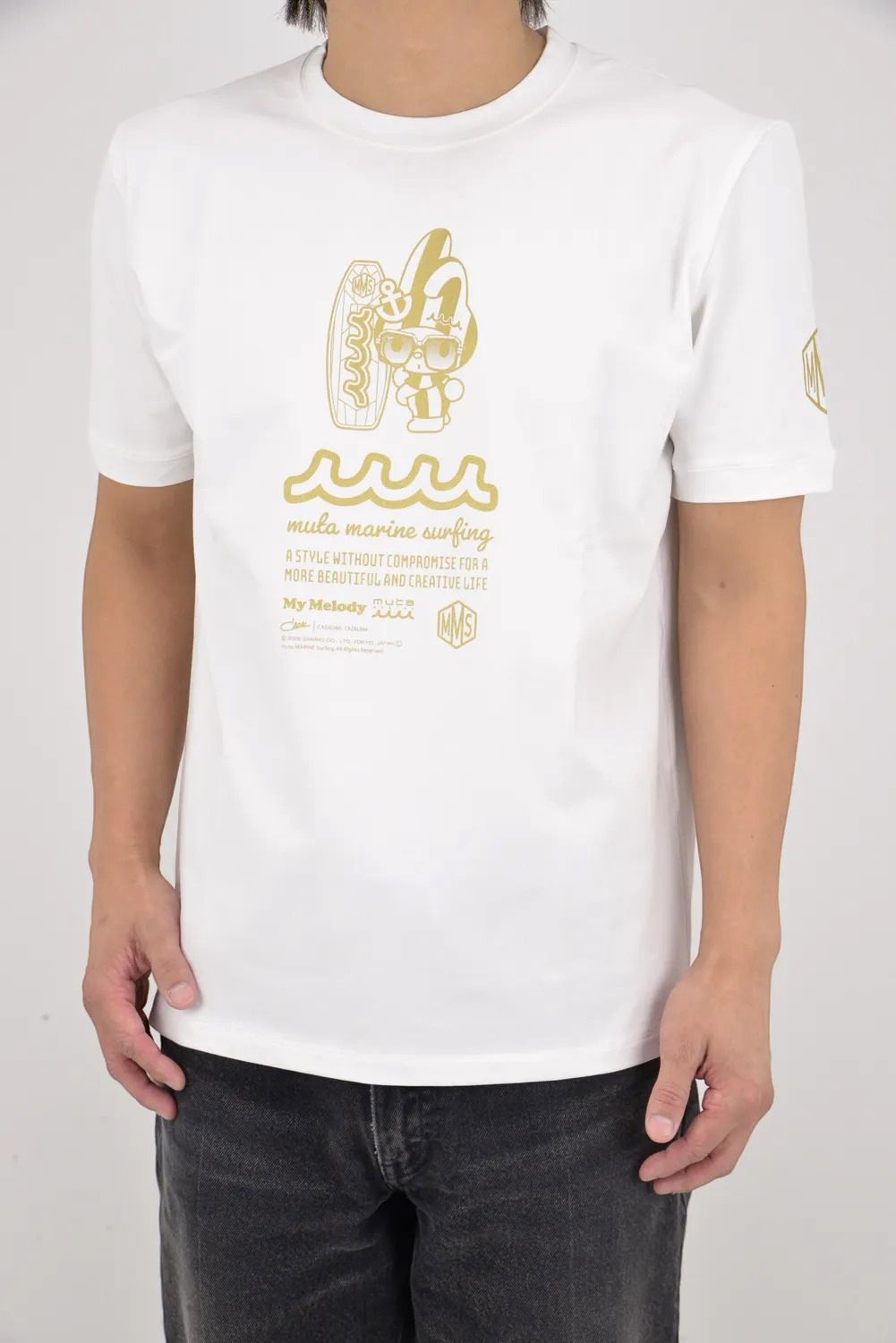 【26SS】 My Melody × muta MARINE SURFING ストレッチTシャツ / MyMelodyコラボレーション Tシャツ (ホワイト)