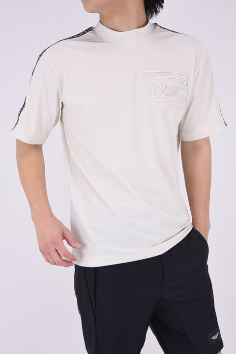 HERALD®️-FIT TEE / グログラン風テープ オーバーサイズ モックネック Tシャツ (アイヴォリー)