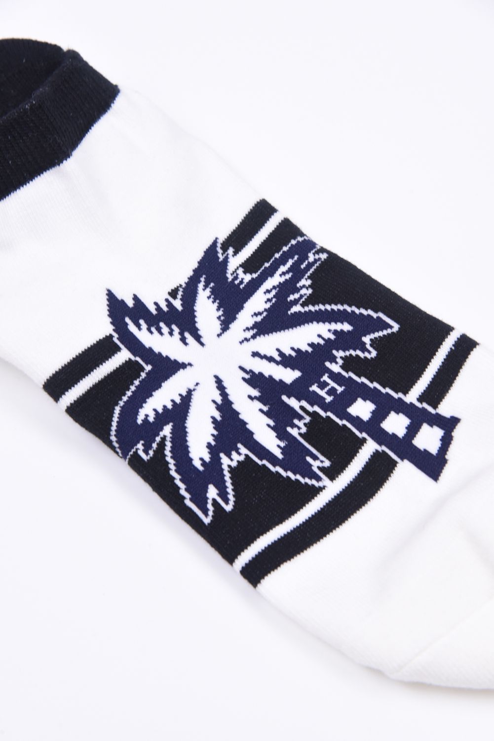 THE PALM CUSHION SOCKS / ヤシの木ロゴ アングルソックス ホワイト