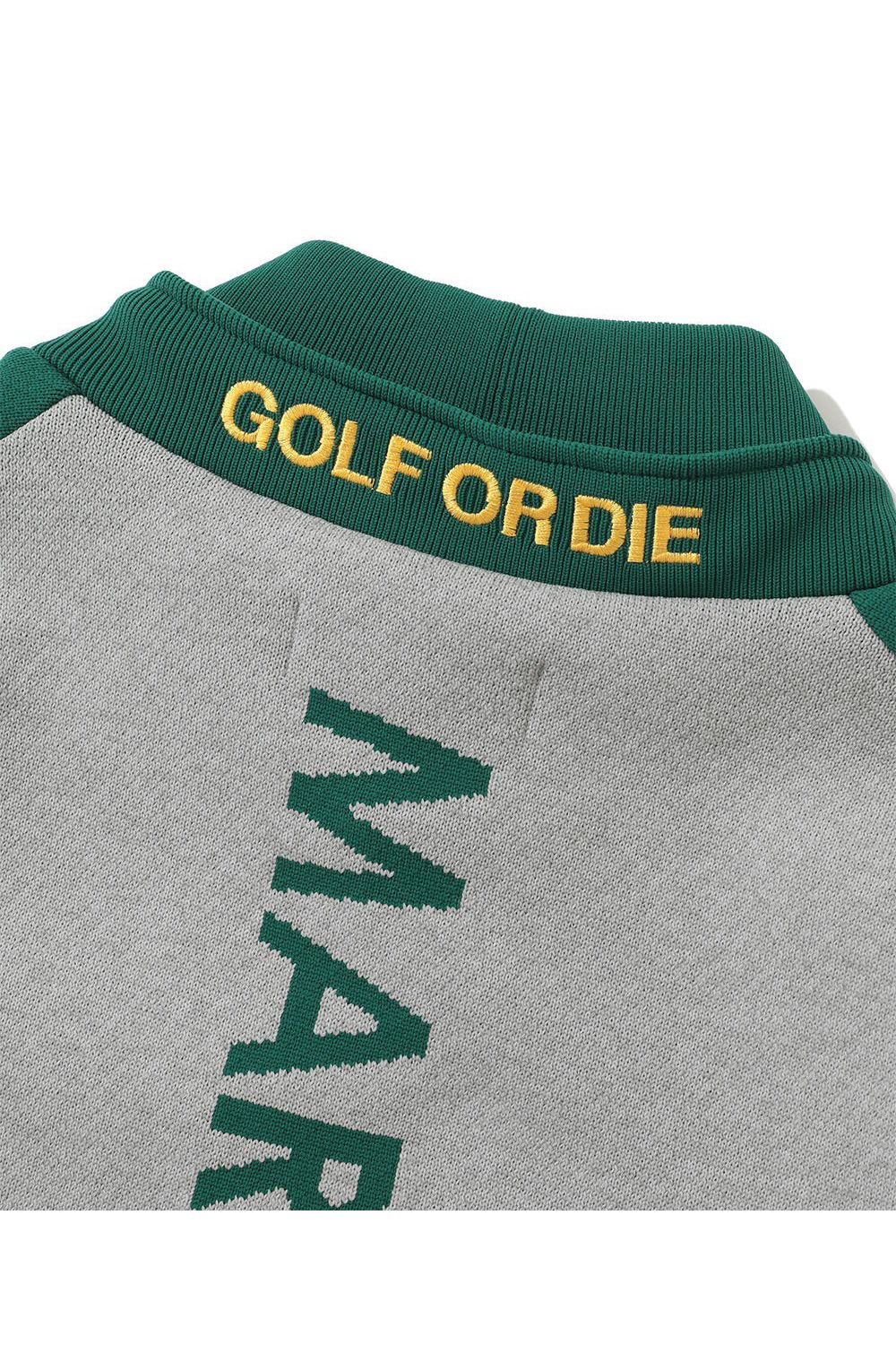 【2025AW】 DURAN ALTER KNIT PULLOVER / ツートーン サークルスカルロゴ 変形モックネックプルオーバー (フード無し) (グリーン)