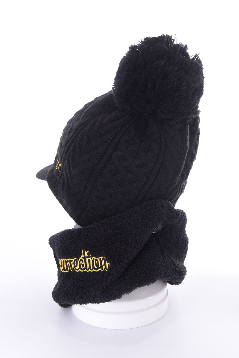 VISOR KNIT CAP / バイザー ニットキャップ（ネックウォーマー付き） (ブラック)