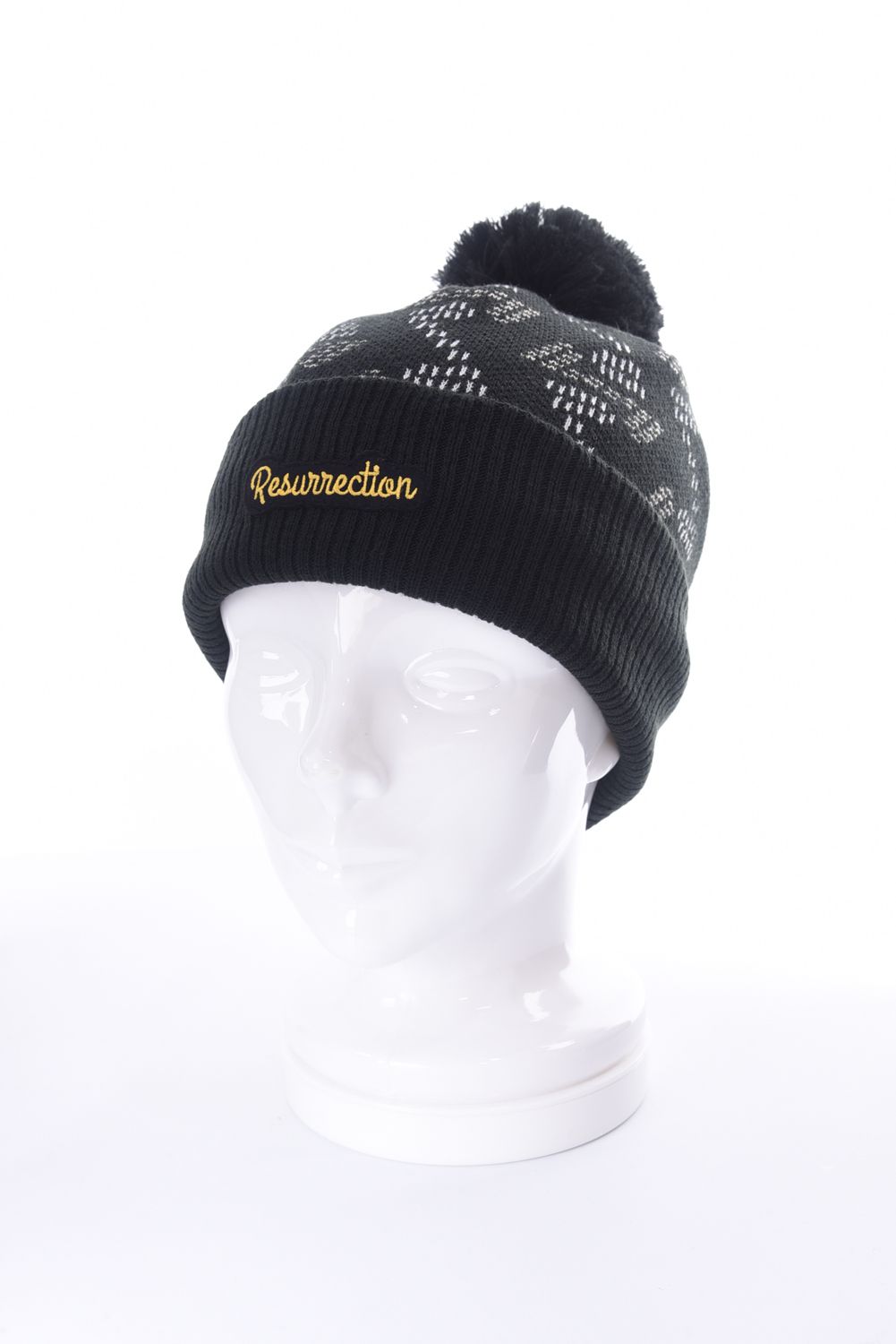 Resurrection - GM POMPOM KNIT CAP / ブランドオリジナルテキスト