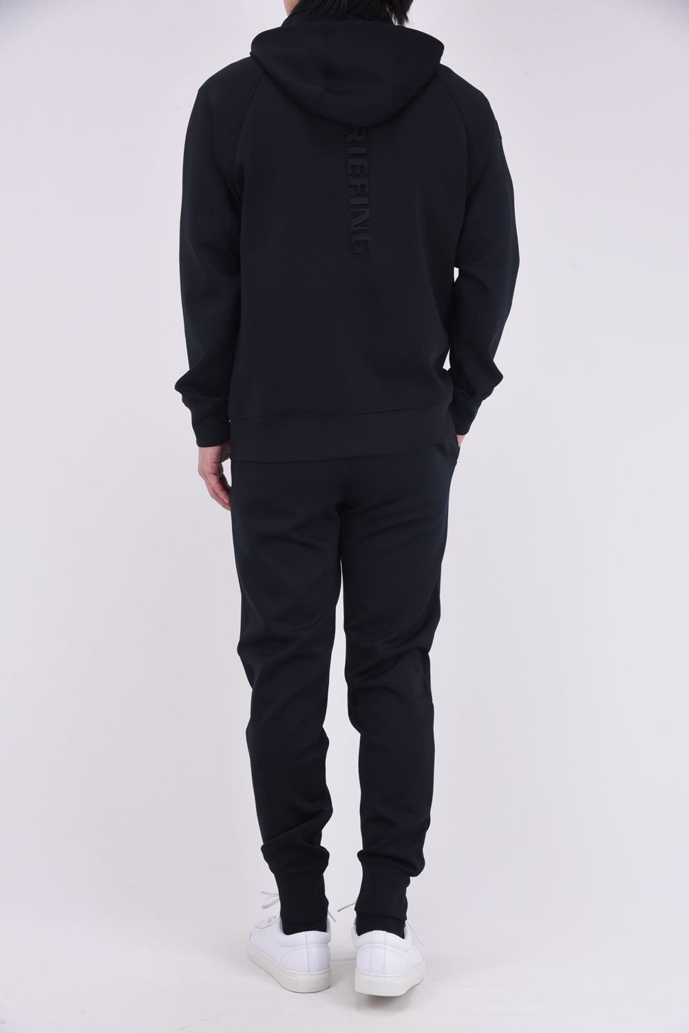 【26SS】 MEN'S 3D LOGO PARKA / 3Dエンボスロゴ ストレッチジャージ ジップアップパーカー (ブラック)