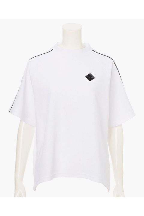 【26SS】【レディース】 WOMEN’S LINE HIGHNECK RF / カノコ生地 ラインロゴテープ リラックスフィット モックネックTシャツ (ホワイト)