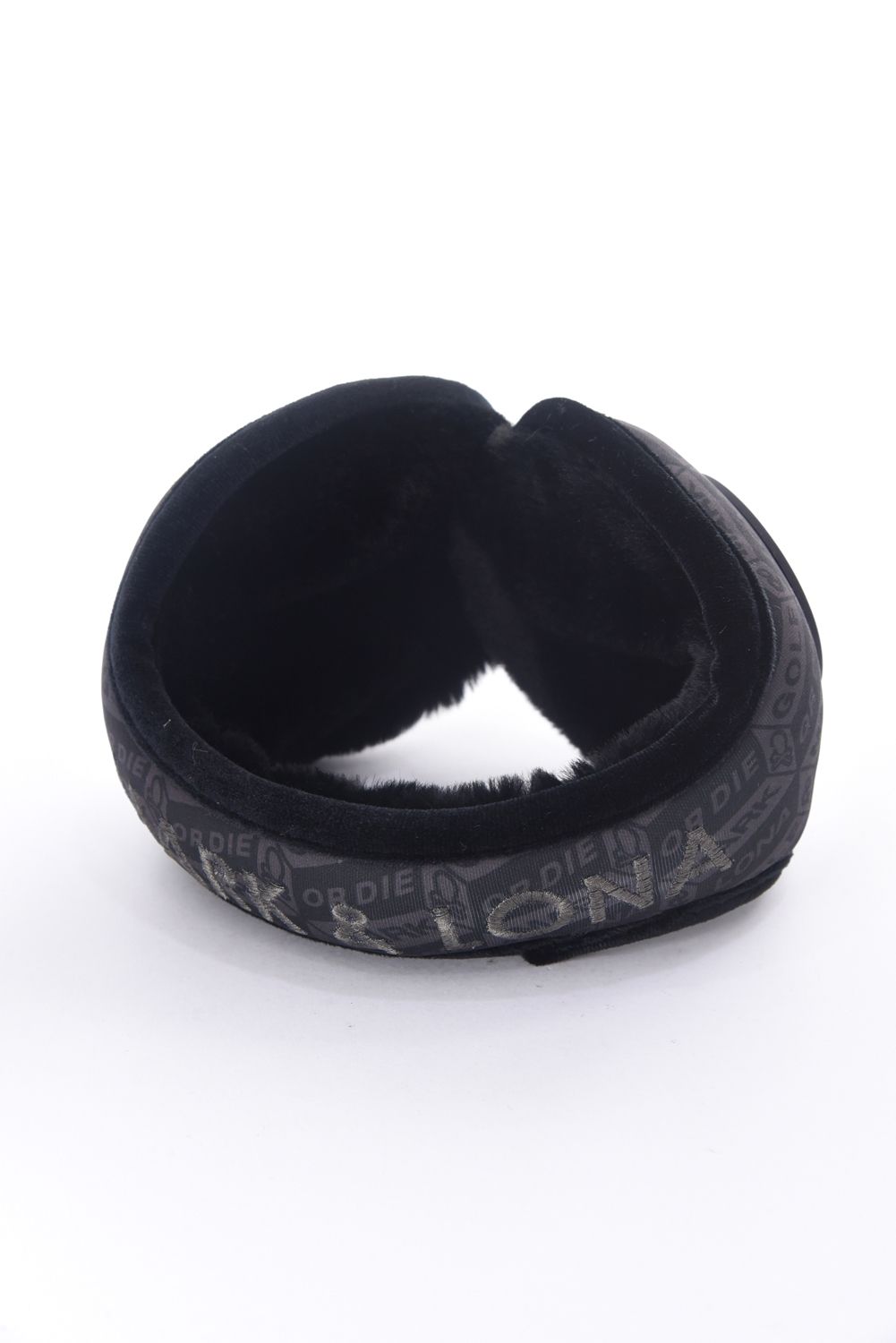 DÉPÊCHE ECO FUR EARMUFFS / エコファー ジオメトリックパターン イヤーマフ (ブラック)