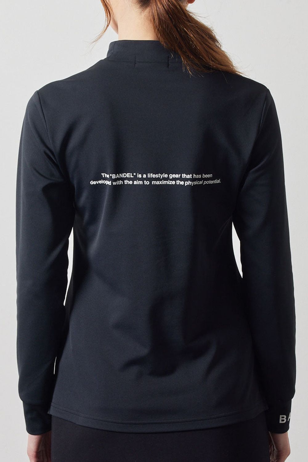 【レディース】 BASIC L/S MOCK NECK SHIRTS / ブランドロゴ ロングスリーブ モックネックシャツ (ブラック)