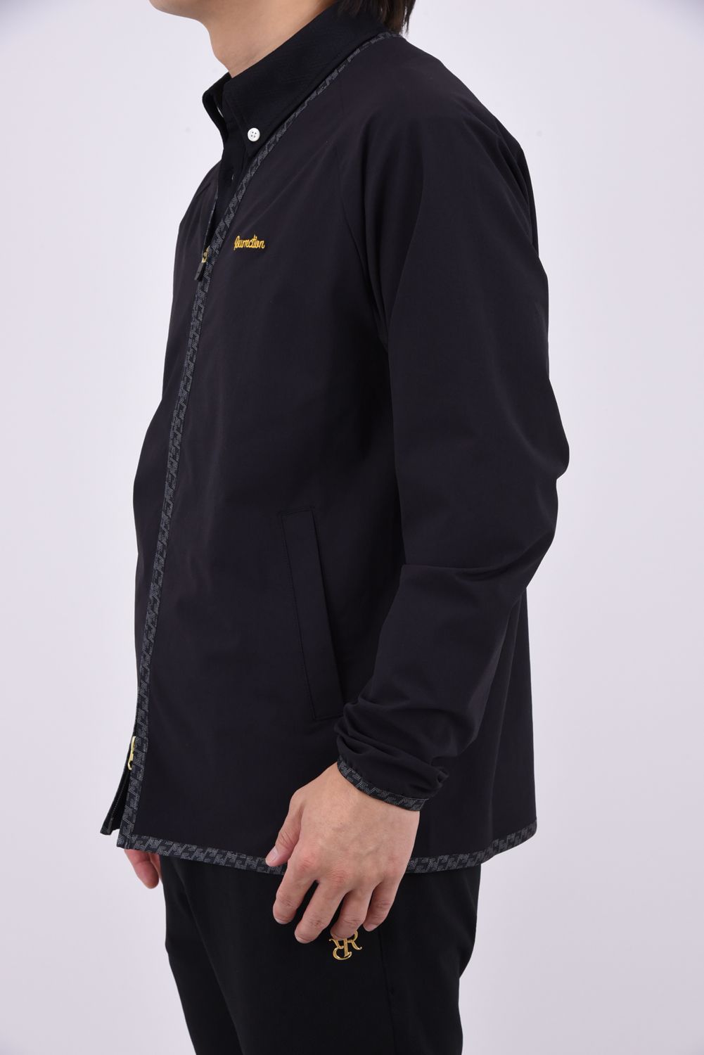 【26AW】 NO COLLAR LIGHT JACKET / 撥水ナイロン ノーカラーライトジャケット (ブラック)*