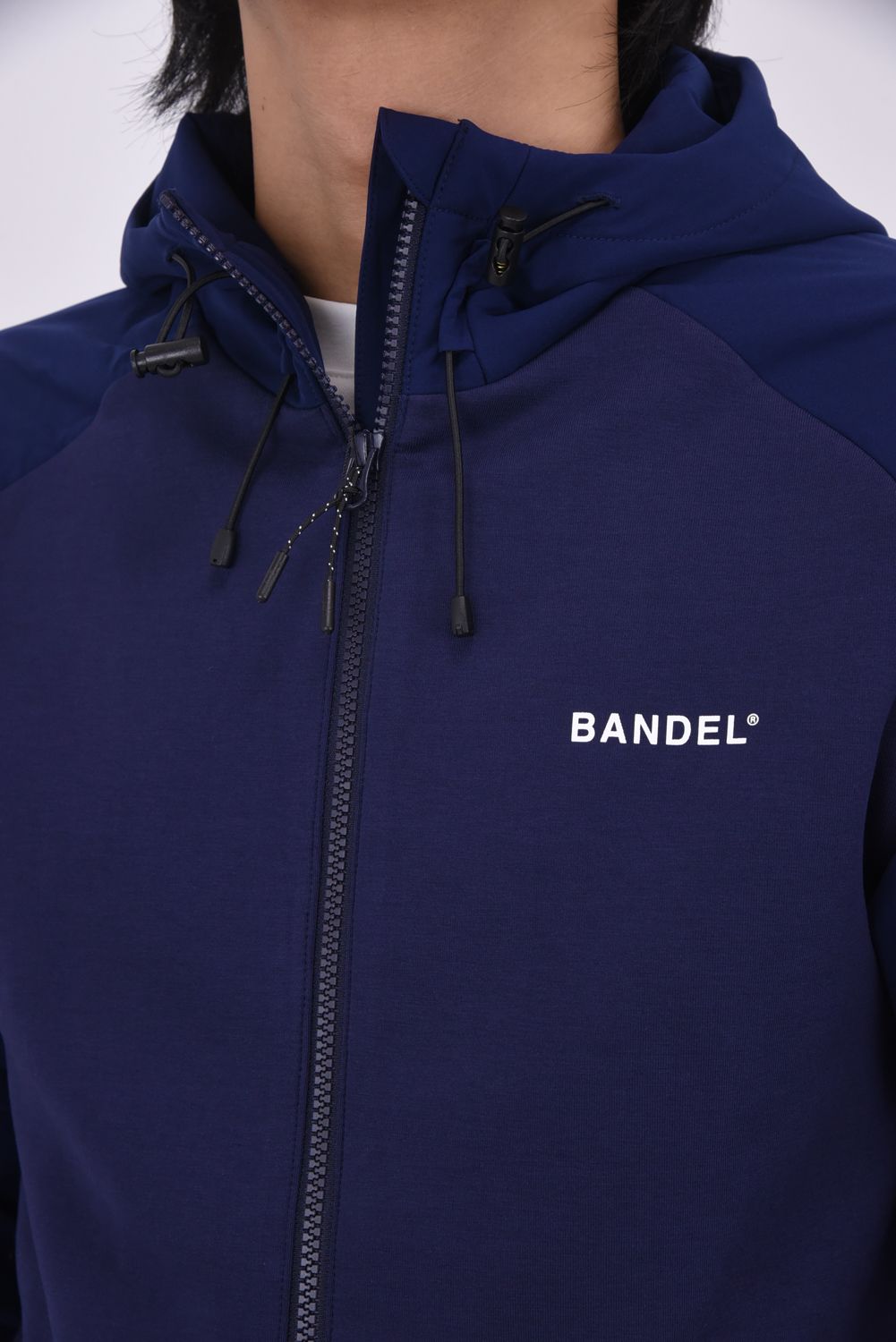 【25AW】 SWITCH RAGLAN SLEEVE ZIP HOODIE / ボンディング素材 ラグランスリーブ ハイネックジップフーディー (ネイビー)