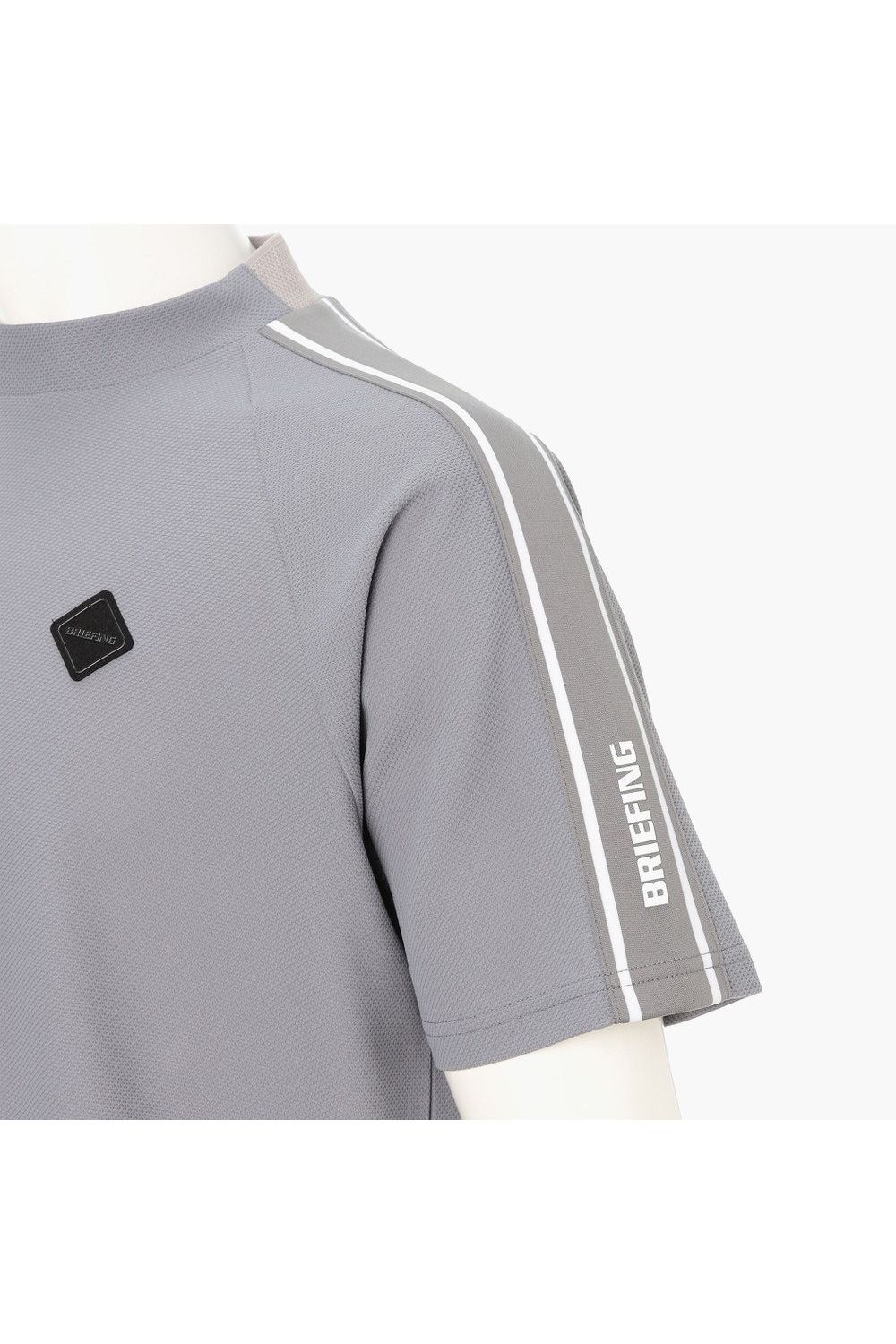 【26SS】 MEN'S LINE HIGHNECK RF / カノコ生地 ラインロゴテープ リラックスフィット モックネックTシャツ (グレー)