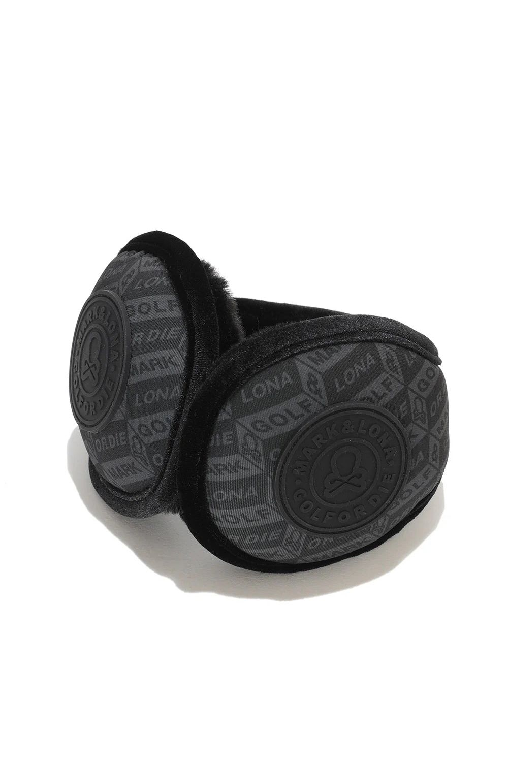 DÉPÊCHE ECO FUR EARMUFFS / エコファー ジオメトリックパターン イヤーマフ (ブラック)