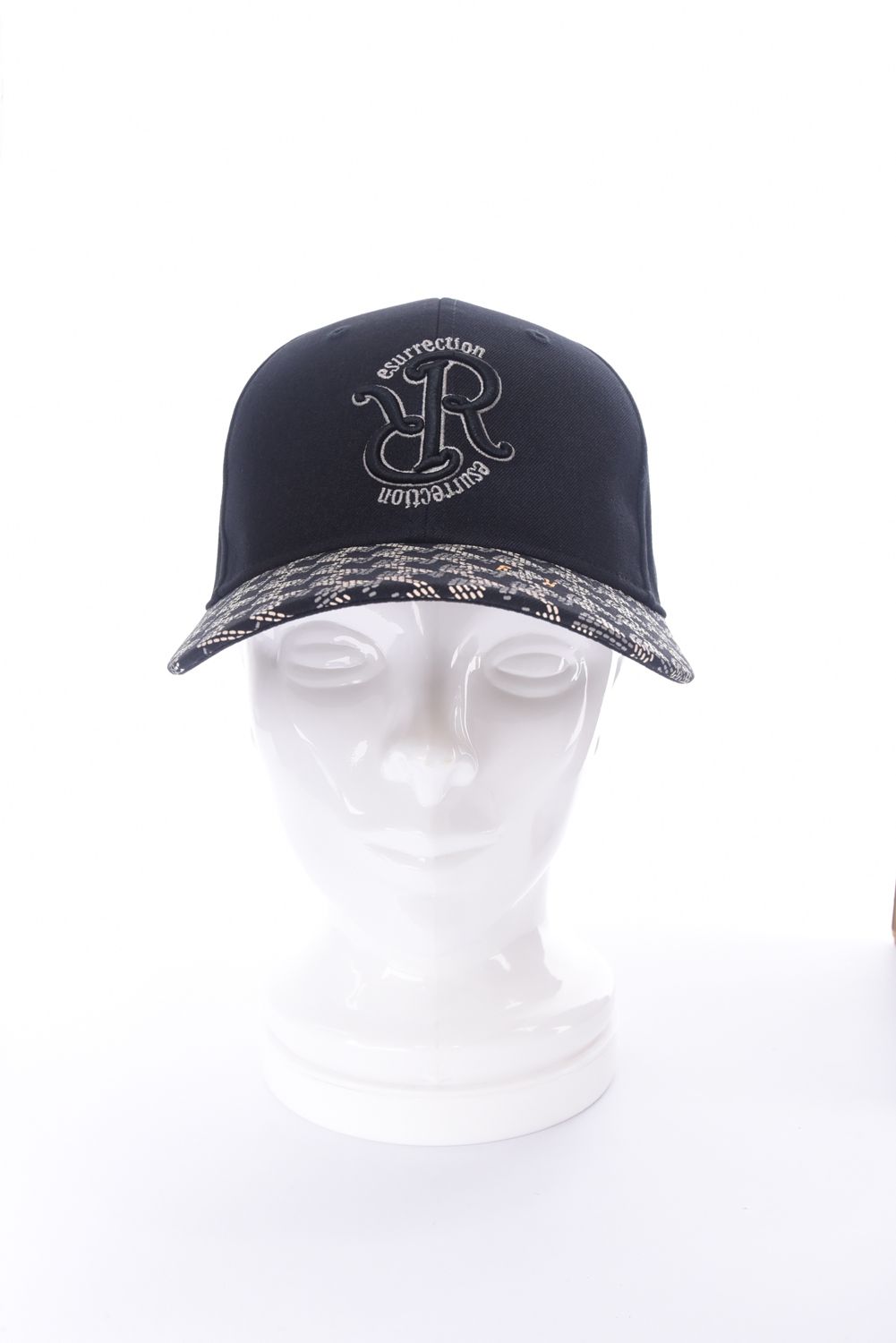 GM BRIM CAP / RRロゴ刺繍 オリジナルテキスタイル ブリムキャップ (ブラック)