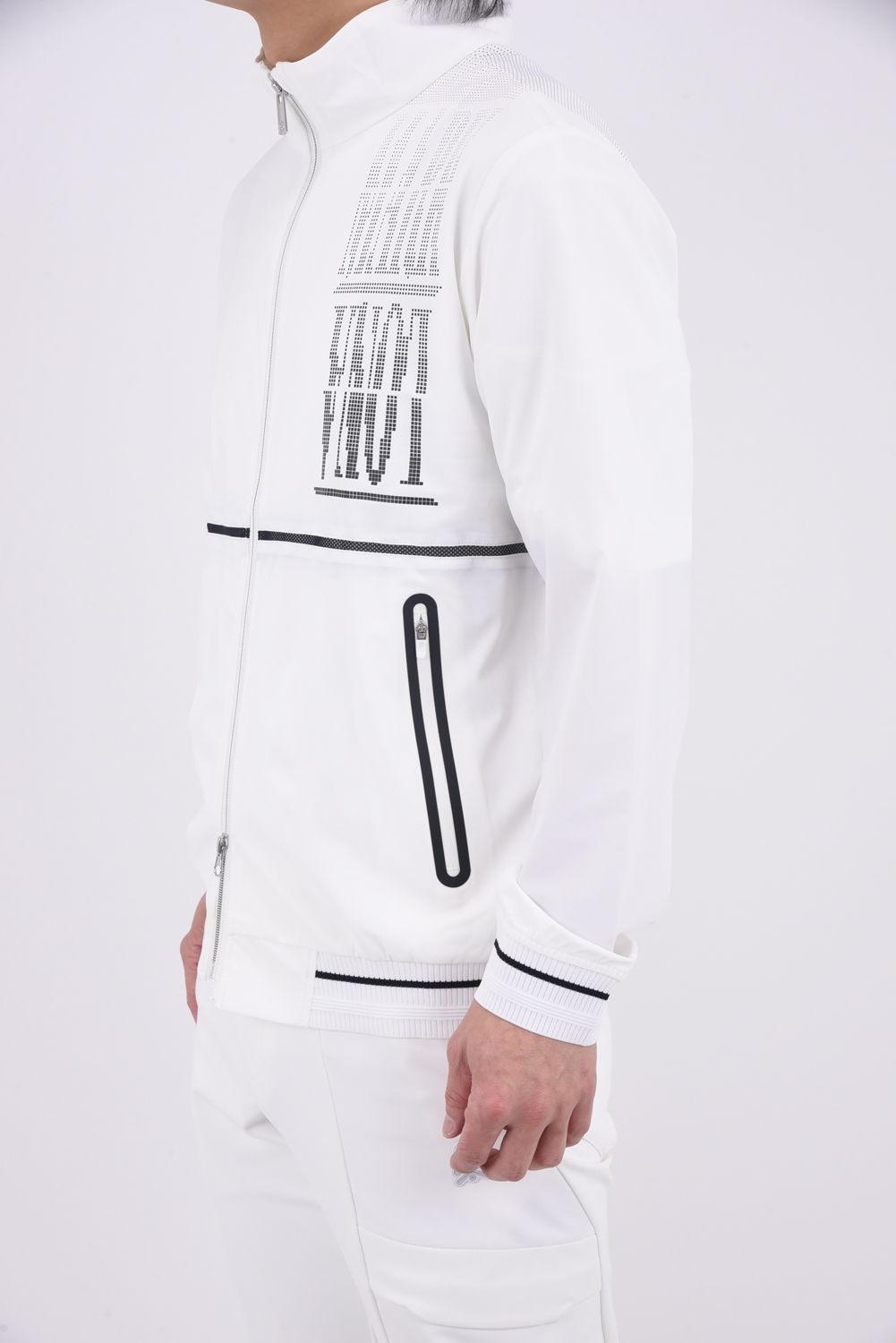 【26SS】【T-LINE】 GRADIENT PERFORMANCE JACKET / モノトーン ポリエステルトリコット ハイストレッチジャケット (ホワイト)