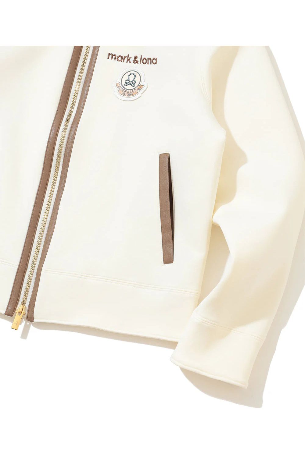 【2025AW】【レディース】 VERA SCUBA KNIT BLOUSON / ダンボールニット レザーパイピング ジップアップブルゾン (オフホワイト)