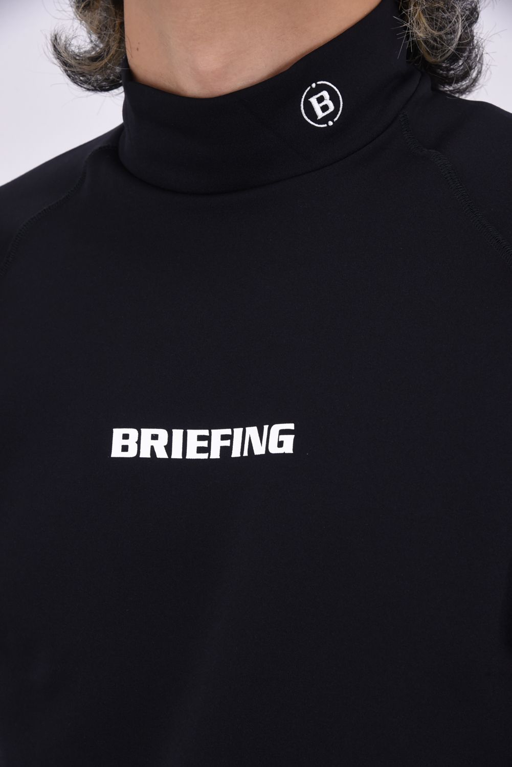 MEN'S WARM LS HIGH NECK / ブランドロゴ 起毛素材 ハイネックトップス (ブラック)