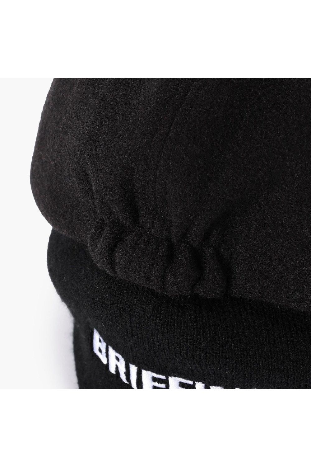 【26AW】 MEN’S WOOLY WARM CAP / ウール調ニット素材 リブニット付ウォームキャップ (ブラック)
