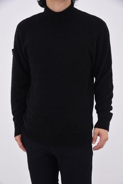 MEN'S BOUCLE TURTLE NECK KNIT / ブークレ糸 タートルネックニット (ブラック)