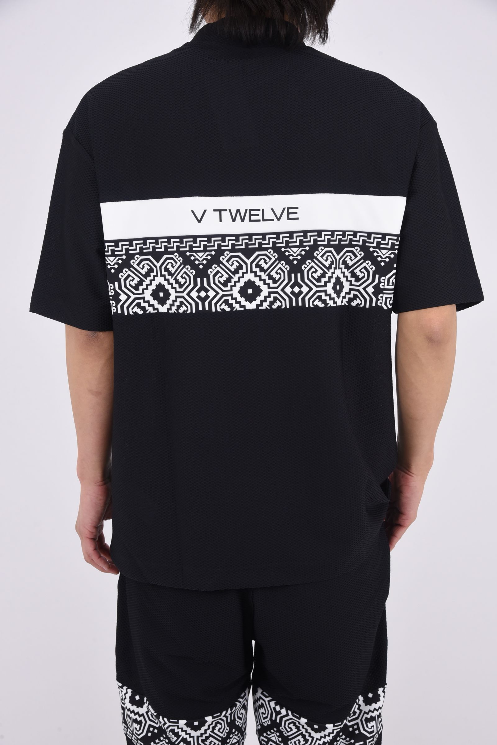 【26SS】 BAN COMFO MOCK / ワッフル生地 バンダナ柄 モックネックTシャツ (ブラック)