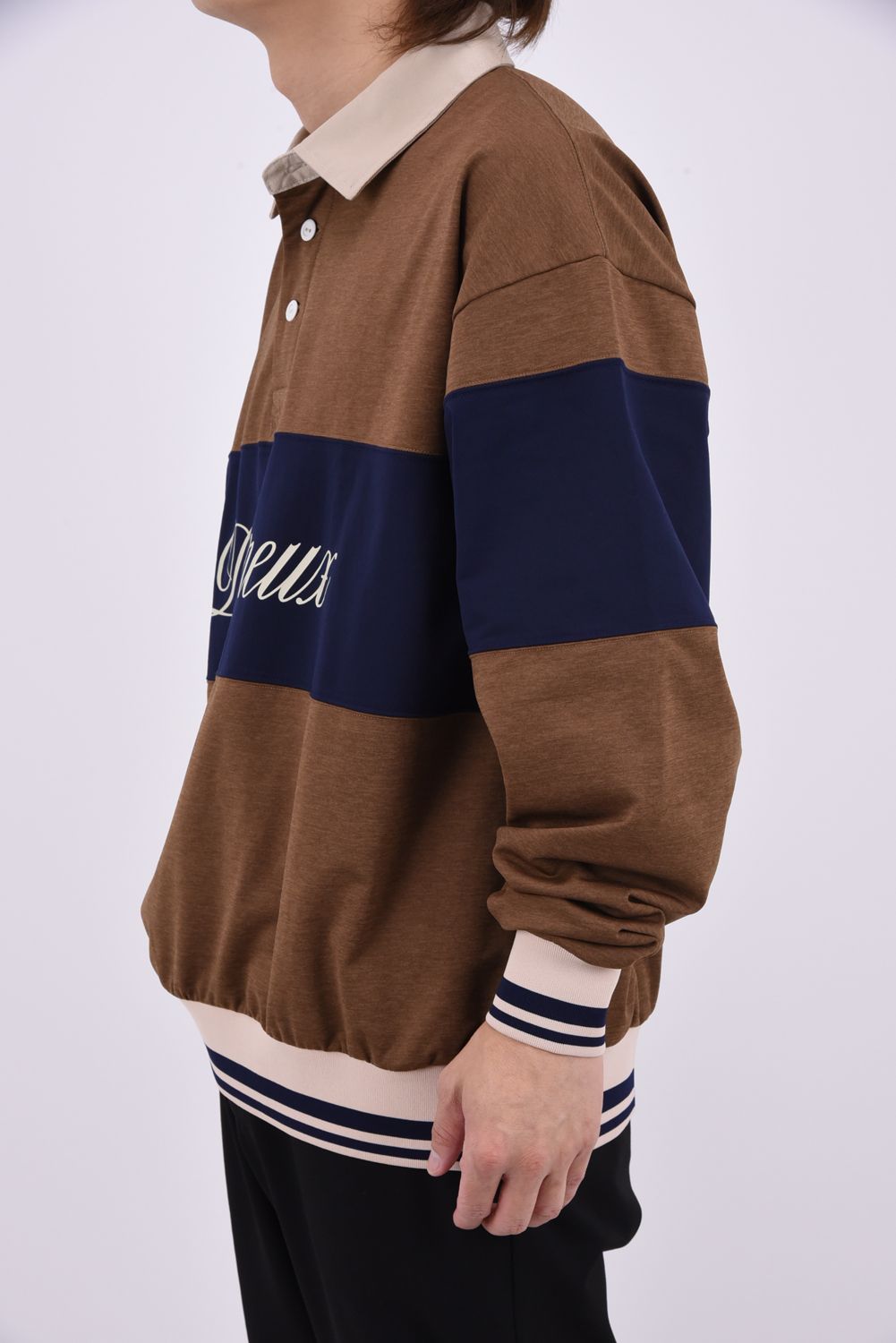 【26AW】 DVG L/S LINE POLO / ロングスリーブ ポロシャツ (ブラウン)