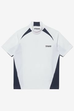 【25AW】 SIDE PANEL SHORT SLEEVE MOCKNECK / ダンボールニット バイカラー モックネックTシャツ (ホワイト)