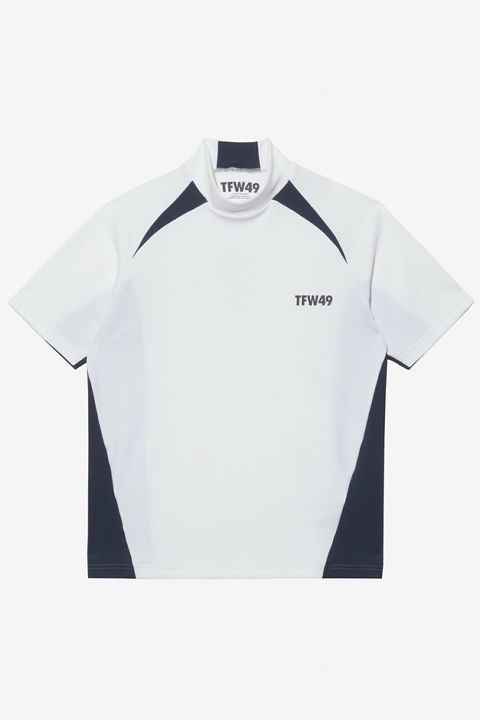 【25AW】 SIDE PANEL SHORT SLEEVE MOCKNECK / ダンボールニット バイカラー モックネックTシャツ (ホワイト)