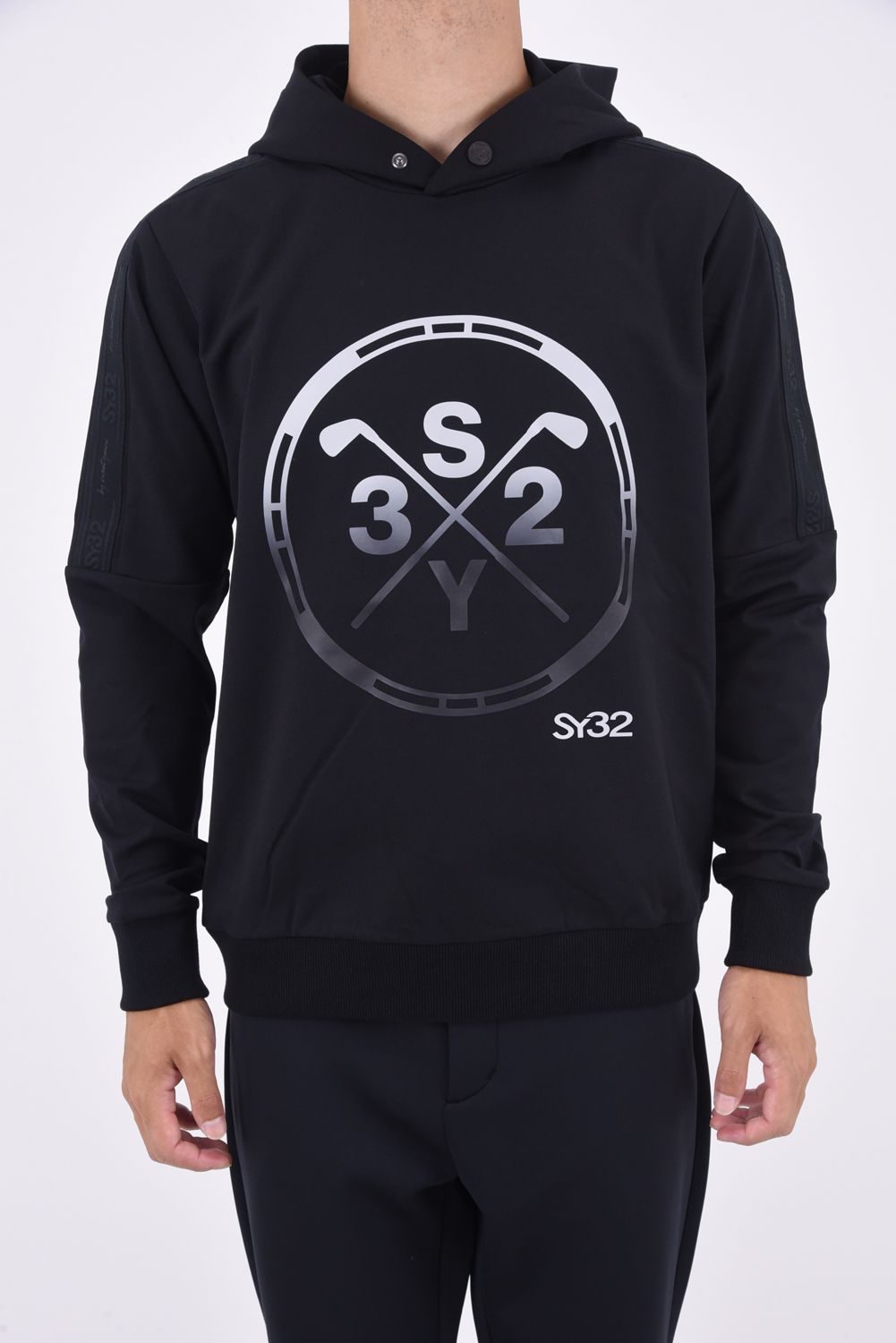 DRY STRETCH HOODIE / グラデーションプリントロゴ ストレッチ フーディー ブラック*