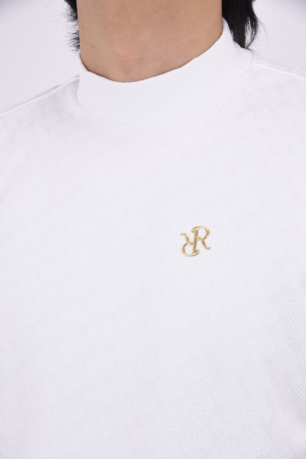 【26SS】 MENS GM JACQUARD MOCK NECK / ジャガード モックネックTシャツ (ホワイト）*