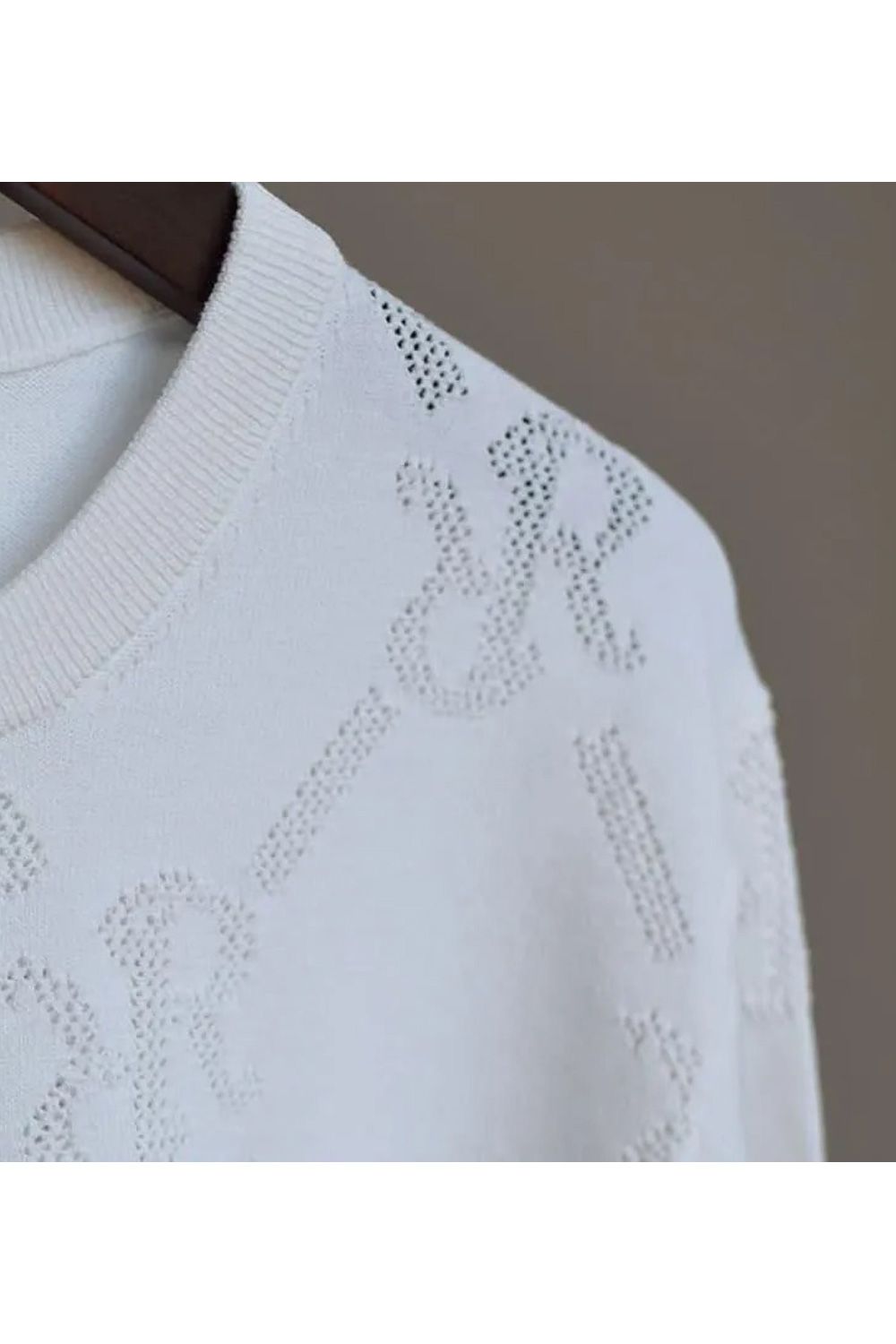 【26SS】 MESH RR LOGO KNIT / メッシュ編み 裾ライン クルーネックニット (ホワイト)*