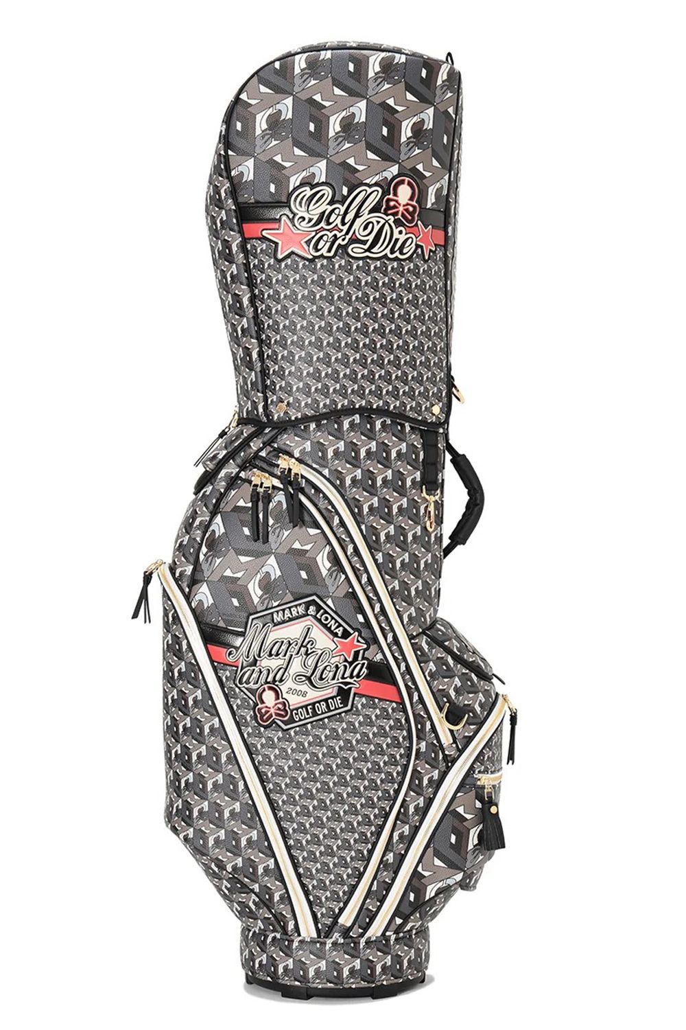 【26AW】 PRISME TOUR CADDIE BAG / 3Dキューブパターン シンセティックレザー カートタイプ キャディバッグ (ブラック)