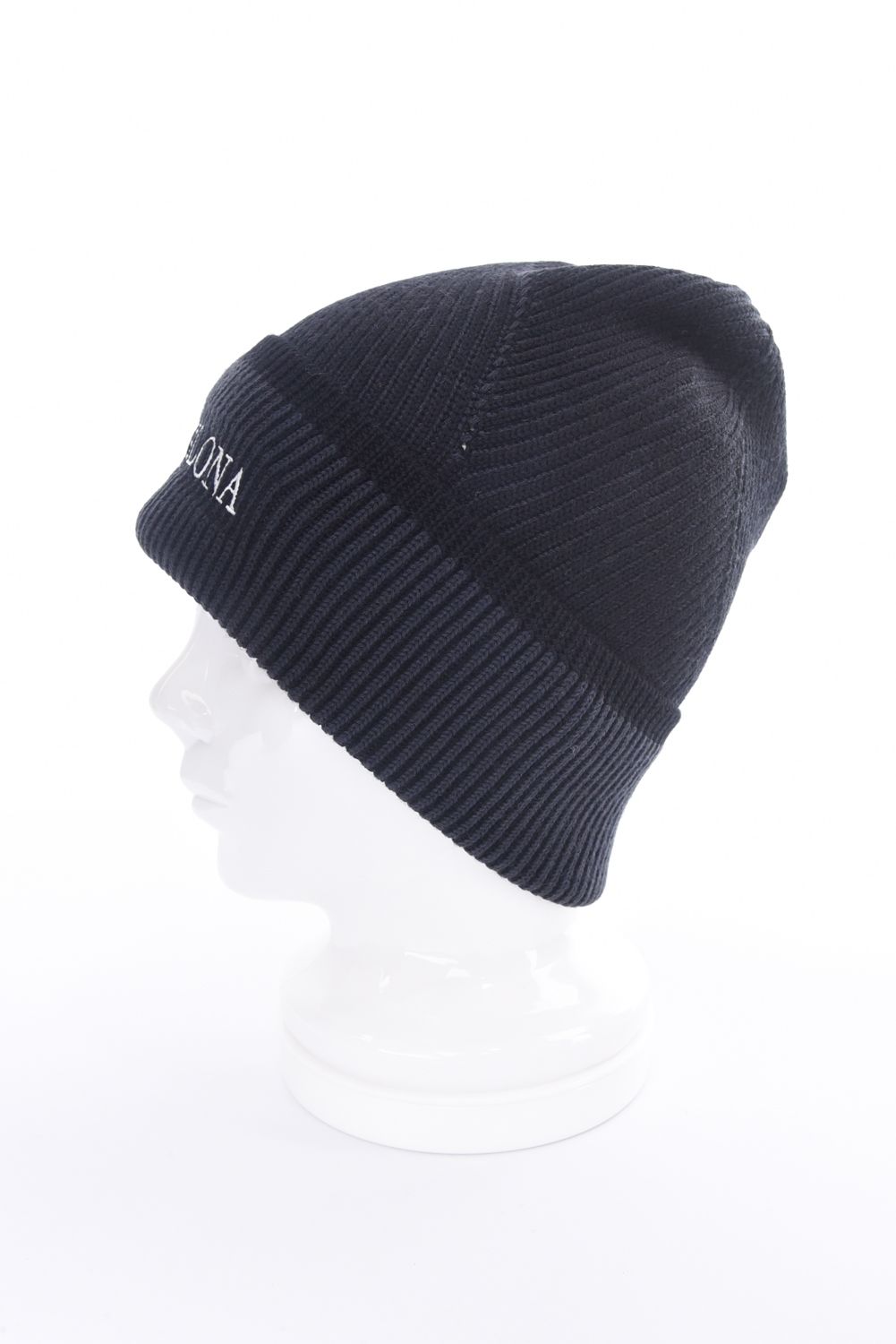 【CODE COLLECTION】 SWBN / 変則リブ編み プリントネーム ニットキャップ (ブラック)