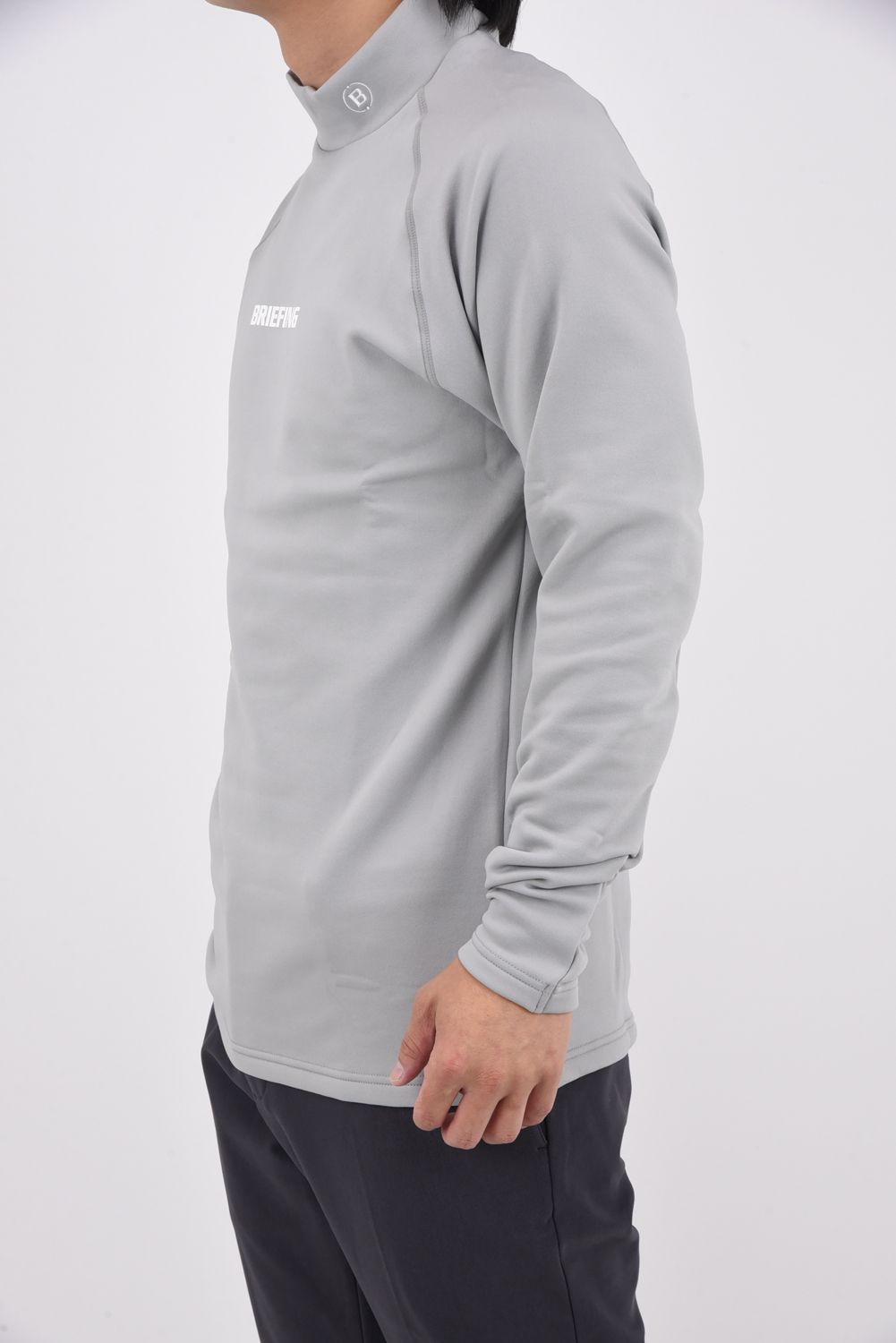 【25AW】 MEN’S WARM LS HIGHNECK / 裏起毛 ブランドロゴ モックネックTシャツ (グレー)
